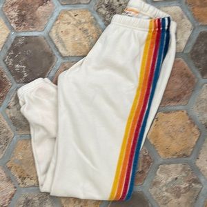 Aviator nation 5 stripe sweatpants M vintage white